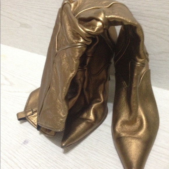 -ALDO leather metallic bronze cowboy boots - Picture 3 of 5